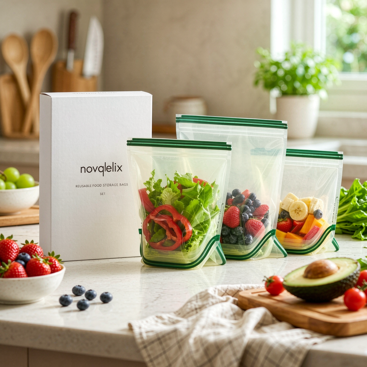 Reusable Food Storage Bags, Set of 6